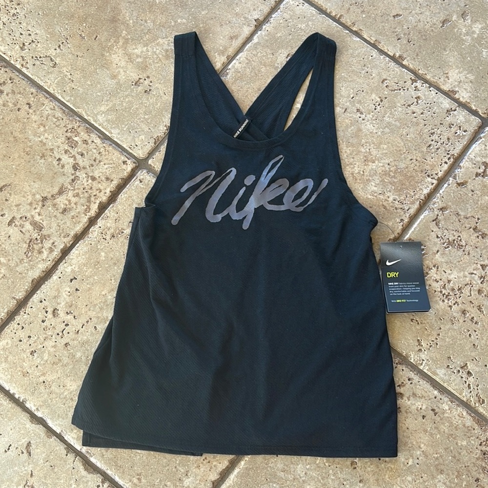 Nike Black Racerback Tank Top with Script Logo